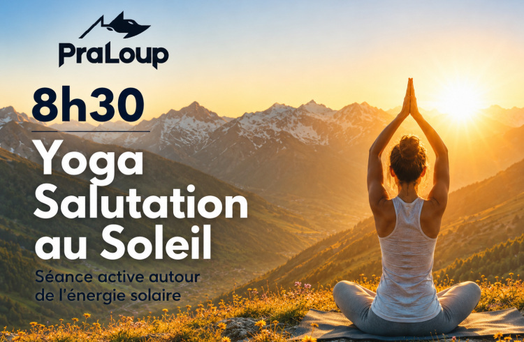 Festival Astro Loup- Yoga -Salutation au soleil_Pra Loup 1600 - Affiche Yoga