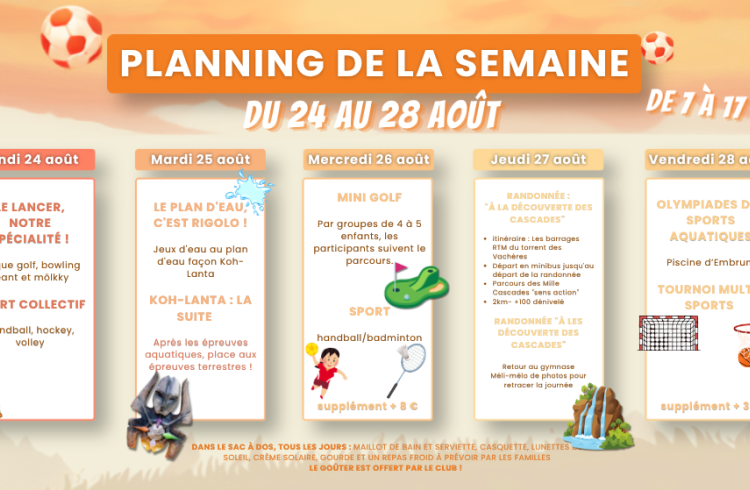 planning du stage 